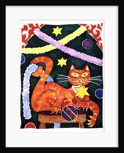Christmas Cat with Decorations by Cathy Baxter