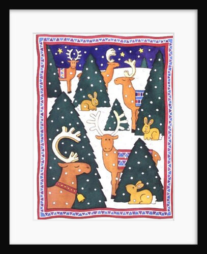 Reindeers around the Christmas Trees by Cathy Baxter