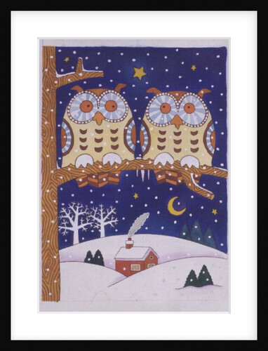 Two owls on a branch by Cathy Baxter