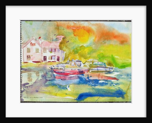 Riverside Pub with boats by Brenda Brin Booker