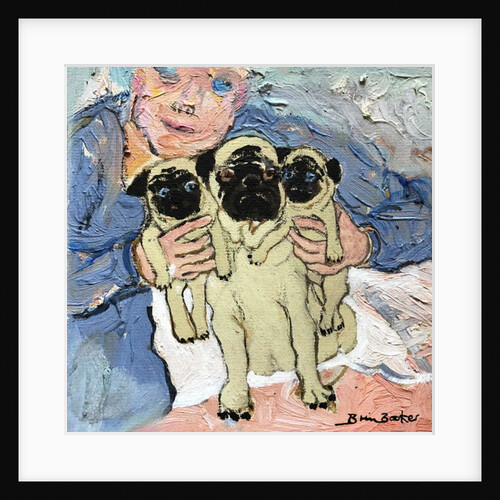Pug pups with their Mother by Brenda Brin Booker