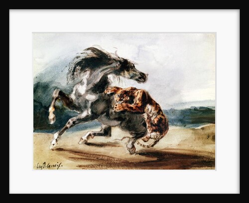 Tiger Attacking a Wild Horse by Ferdinand Victor Eugene Delacroix