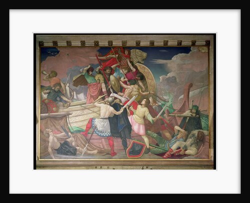 King Alfred's Longships, Newly Built for the Defence of the Realm, Attack Vessels of the Danish Invaders Storm-Beaten in Swanage Bay in 877 by Colin Unwin Gill