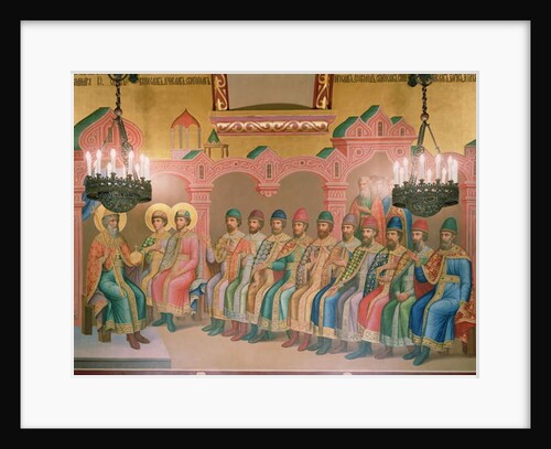 St. Vladimir, Grand Duke of Kiev and his Sons, mural by Palekh masters in the Faceted Chamber, 1882 by School Russian