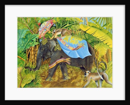 Elephant with Monkeys and Parasol, 2005 by E.B. Watts