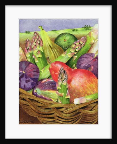 Red Pear with Figs and Asparagus, 1996 by E.B. Watts