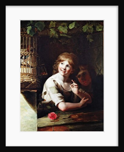 Two Girls with a Jay in a Cage by Rev. Matthew William Peters
