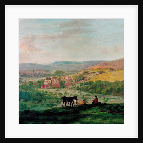 An 18th Century view of Haddon Hall with the village of Bakewell in the background by John Raphael Smith