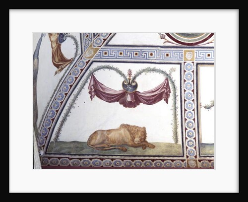 The 'Camera con fregio di Amorini' detail of a sleeping lion, 1520s by Giulio Romano