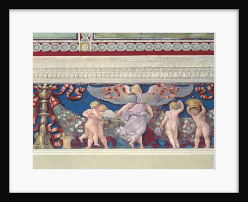 Frieze from the 'Camera con Fregio di Amorini' detail of wrestling cupids, 1520s by Giulio Romano