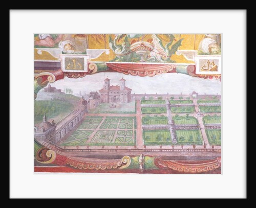 The 'Studiolo' of Francesco de'Medici detail of the vault decoration depicting a plan of the villa and it's gardens, 1564-75 by Nanni di B. Bigio & Bartolomeo Ammannati (1511-92)