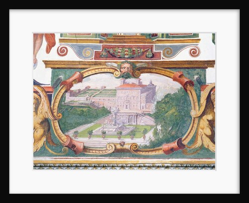 The 'Studiolo' of Francesco de'Medici detail of the frieze decoration depicting one of the Medici villas, it's garden and fountain, 1564-75 by Nanni di B. Bigio & Bartolomeo Ammannati (1511-92)