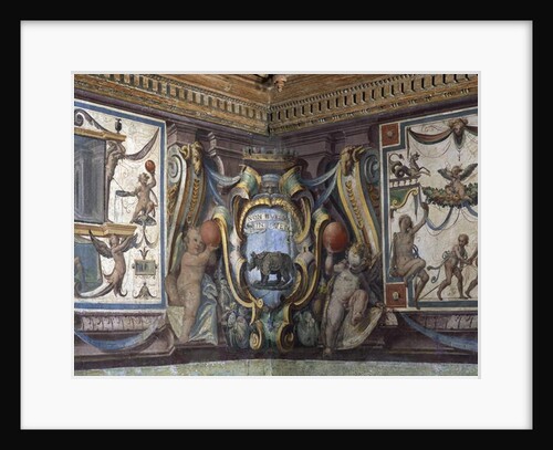 The 'Sala del Granduca di Toscana' detail of the frieze depicting the signs of the zodiac, the rhinoceros, 1564-75 by Nanni di B. Bigio & Bartolomeo Ammannati