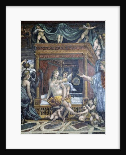 The 'Sala delle Nozze di Alessandro e Rossana' and Roxanne) detail of Roxanne in her bedchamber being presented with a crown by Alexander, c.1513 by Giovanni Antonio Bazzi Sodoma