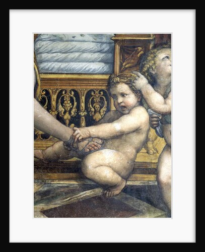 The 'Sala delle Nozze di Alessandro e Rossana' and Roxanne) detail of putto pulling Roxanne's foot, c.1513 by Giovanni Antonio Bazzi Sodoma