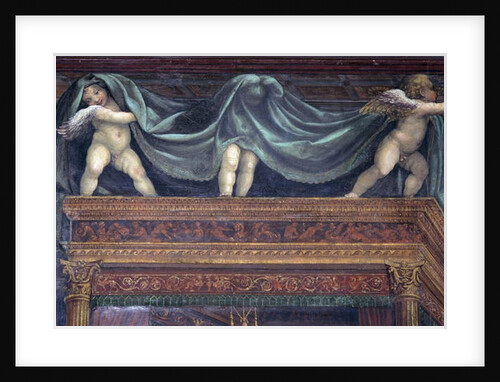 The 'Sala delle Nozze di Alessandro e Rossana' and Roxanne) detail of putti playing under the bed canopy, c.1513 by Giovanni Antonio Bazzi Sodoma