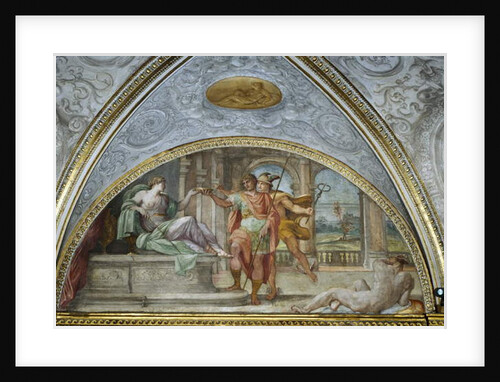Lunette depicting the Sorceress Circe Offering Ulysses a Bowl of Poisoned Soup and Mercury Adding a Herbal Antidote by Annibale Carracci