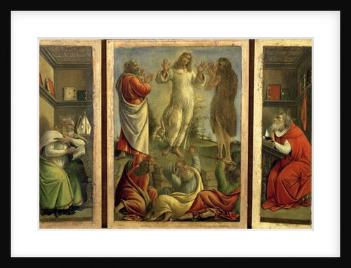 Triptych showing the Transfiguration, Jesus Appearing to his Disciples with Saints Jerome and Augustine on the side panels, c.1500 by Sandro Botticelli