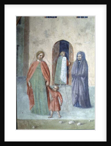 St. Peter Healing a Cripple and the Raising of Tabitha: detail of distant figures: nun and mother and child, c.1427 by Tommaso Masolino da Panicale