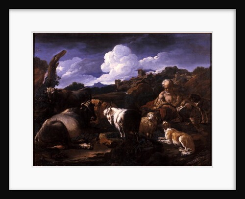 Herdsman with his flock by Philipp Peter called Rosa da Tivoli Roos