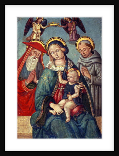 Madonna and Child being crowned by two Angels, with St. Jerome and St. Francis, c.1500 by Italian School