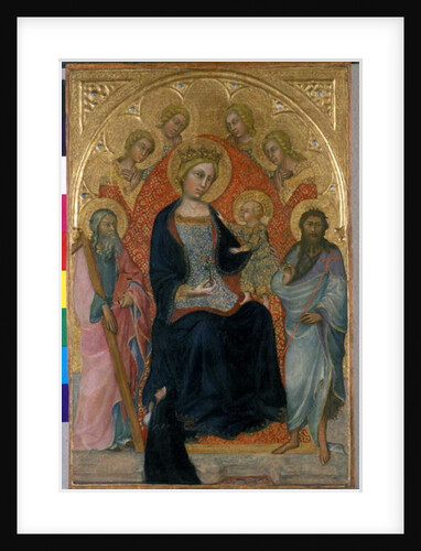 Enthroned Madonna and Child with four angels, two saints and a benefactor, c.1400 by Paolo di Giovanni Fei