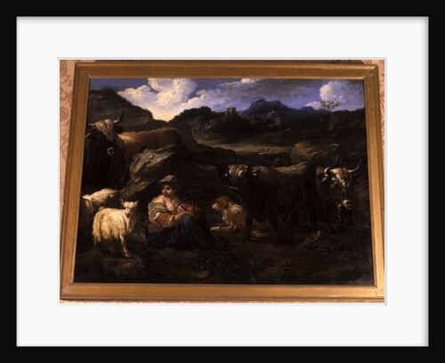Shepherdess with herd by Philipp Peter called Rosa da Tivoli Roos