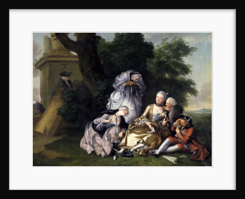 A group of women playing cards by French School