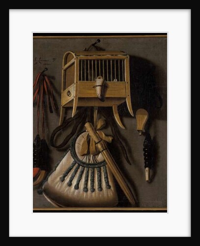 Still life with bird trapping equipment, 1660 by Johannes Leemans