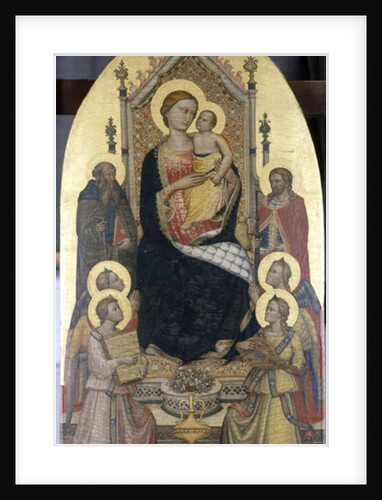 Enthroned Madonna with Child, Saints Anthony and Julian and four angels by Niccolo di Pietro Gerini