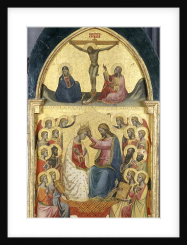 Coronation of the Virgin with angels, saints and the Crucifixion, c.1405 by Niccolo di Pietro Gerini