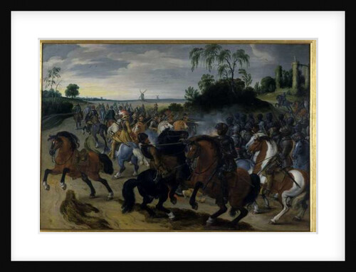 Cavalry in combat at the foot of a hill by Sebastian Vrancx