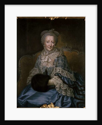 Old woman wearing a lace shawl and muff by German School