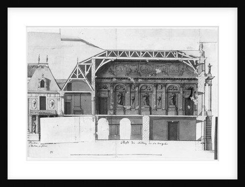 South-north cross-section of the Grand Salon and the Salle de Diane of the Chateau de Versailles by French School