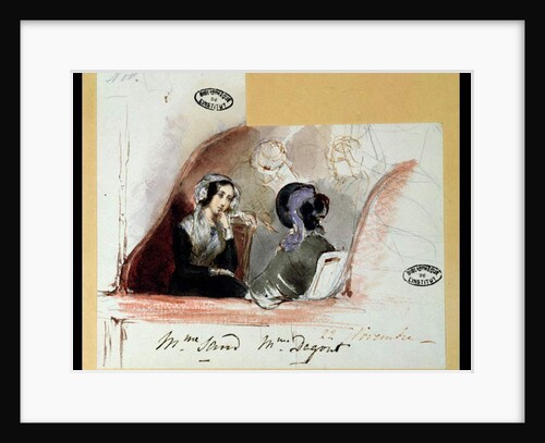 George Sand and Marie de Flavigny Countess of Agoult, at the Comedie Francaise, 1834 by Auguste (b.1810-15) Odier