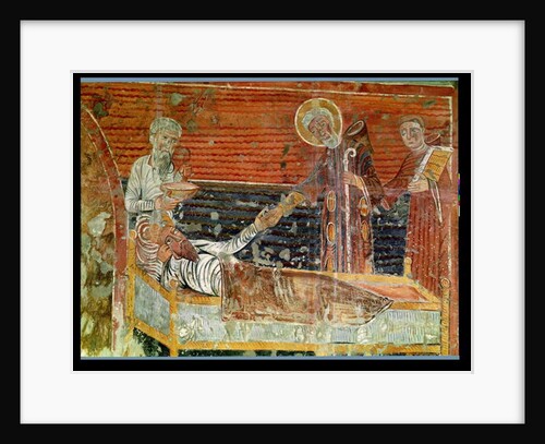 St. Severinus curing Clovis I copy of a 12th century original in the Church of Chateau-Landon by School French