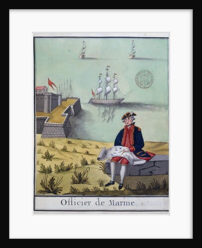 Ms 2848 The Marine Officer, from a series of French military costumes, 1768 by French School