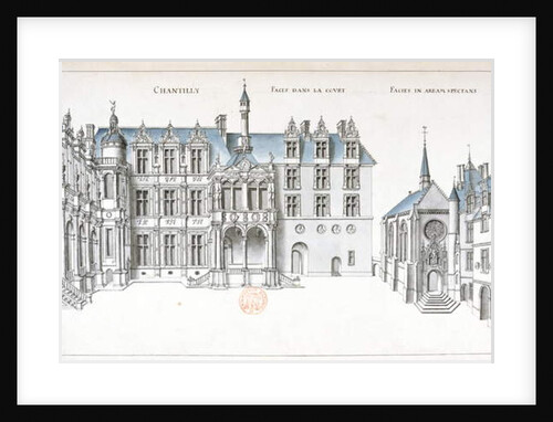 View of the courtyard and chapel at Chantilly by French School