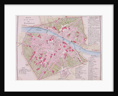 Map of the town of Florence, 1812 by French School