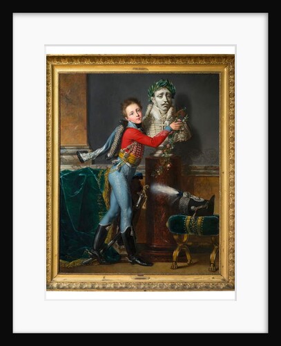 The young Vicomte de Laborde with the bust of his dead father at Wagram by Alexandre-Jean Dubois Drahonet