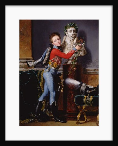 Portrait of Edouard Cesar de Laborde bedecking his father's bust with flowers, 1817 by Alexandre-Jean Dubois Drahonet