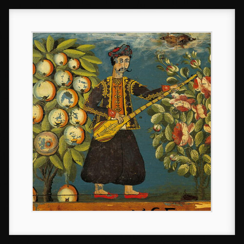 Detail of a musician from a chest, from Mytilini, Lesbos, 18th-19th century by School Greek