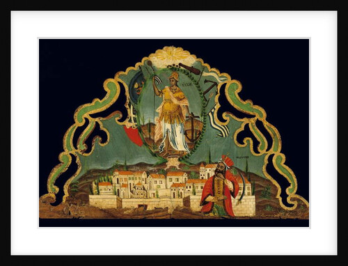 Pelmet depicting the Rebirth of Greece above a representation of Constantinople, from Syros, Cyclades by Greek School