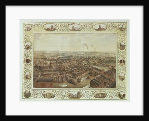 Bolton from Blinkhorn's Chimney with vignettes of Local Buildings, 1848 by Selim Rothwell