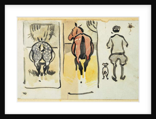 A page from a scrapbook containing 43 sketches by Joseph Crawhall