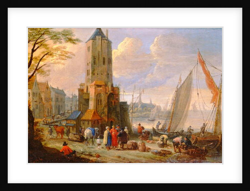 Figures and Boats in a Dutch Port by Pieter Bouts