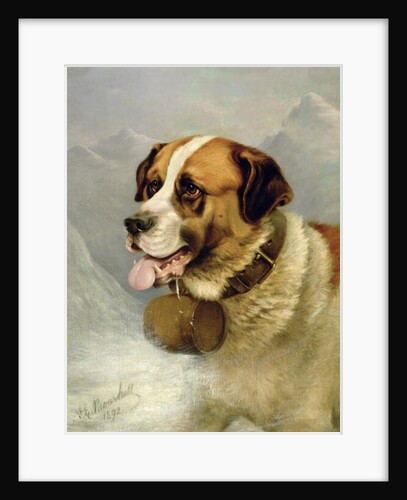 A Portrait of a St. Bernard in an Alpine Landscape by James E. Bourhill