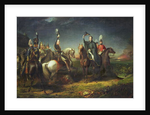 The Meeting of the Duke of Wellington and Field Marshal Blucher on the Evening of the Victory of Waterloo at La Belle Alliance, 1854 by Thomas Jones Barker