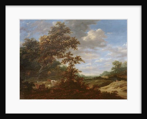 A Wooded Landscape with Cattle by Jacob Salomonsz. Ruysdael