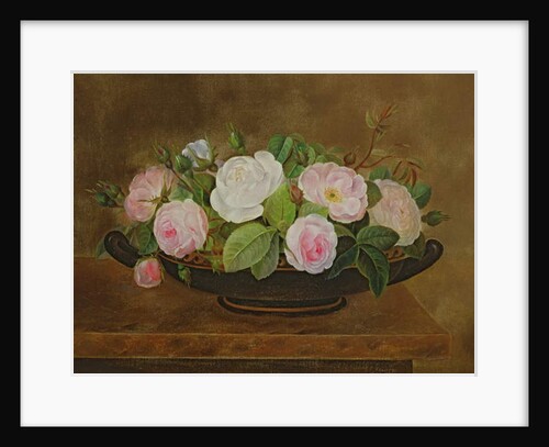 Bowl of Roses on a Marble Ledge by Johan Laurents Jensen